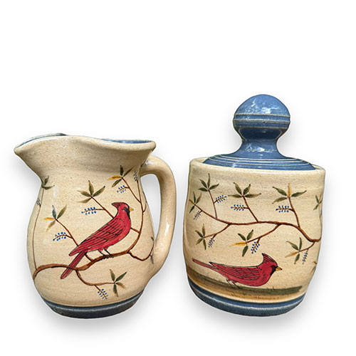 Eugene Painted Cardinal Sugar and Creamer Set DP4192